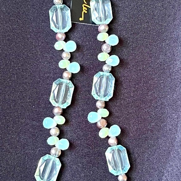 🐠Green Serene Sea Glass & Freshwater Pearl Necklace by Cookie Lee - Picture 5 of 7